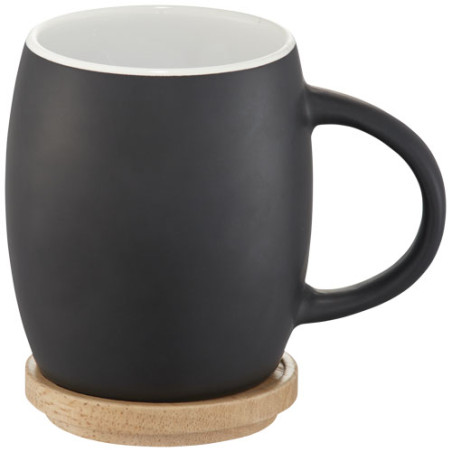 Taza de ceramica de 400 ml con base de madera Hearth
