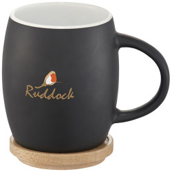 Taza de ceramica de 400 ml con base de madera Hearth