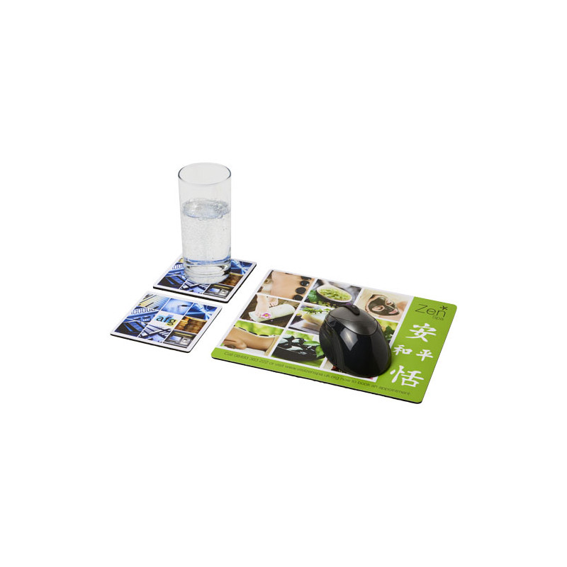 Combo 3 de alfombrilla para raton y juego de posavasos Q MatR